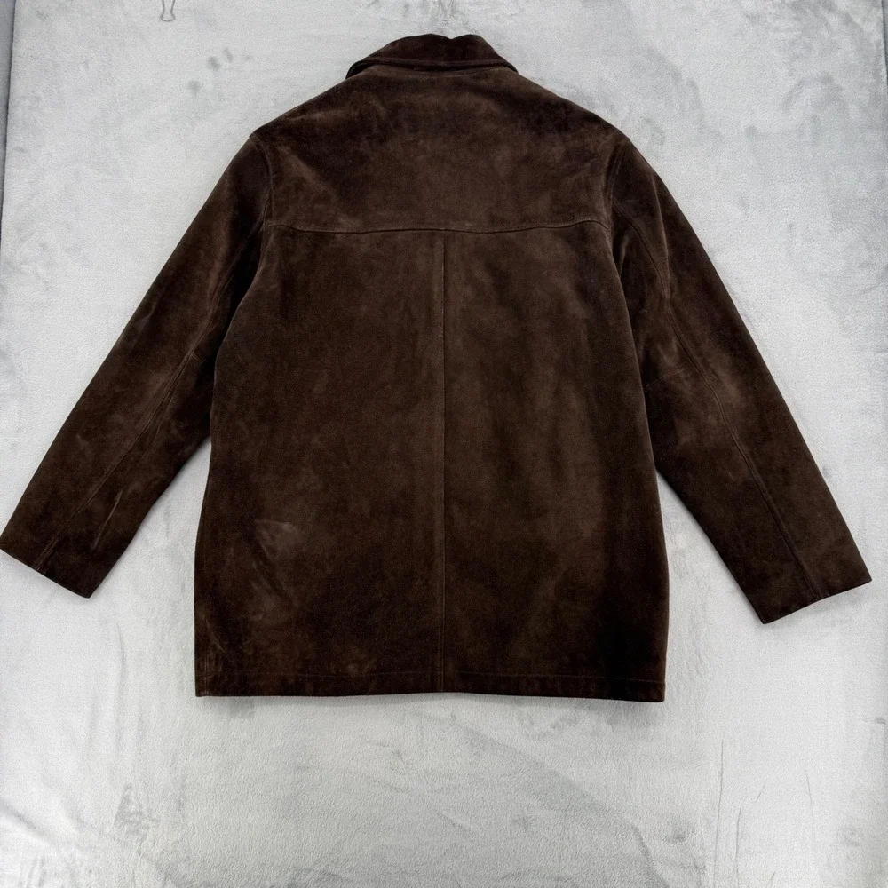 Vintage Banana Republic Mens Chocolate Brown Suede Leather Heavy Jacket Large